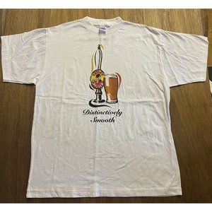 Vintage Tetley Bitter Distinctly Smooth White Graphic Tee Blue Rain Men's XL